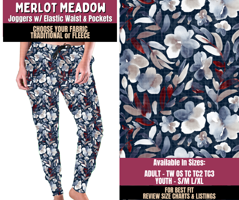 Preorder! Closes 8/27. ETA Nov. Merlot Meadow Joggers Choose Fleece or Traditional