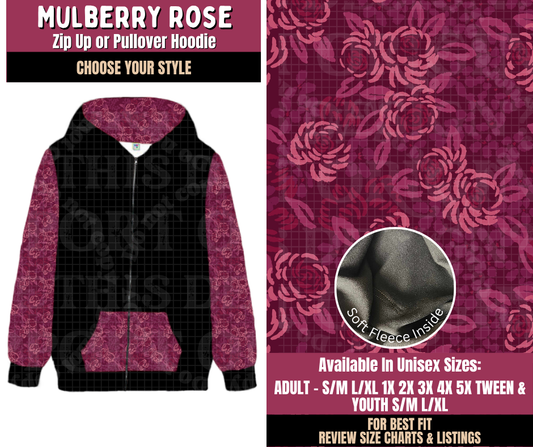 Preorder! Closes 8/27. ETA Nov. Mulberry Rose Zip-Up or Pullover Hoodie
