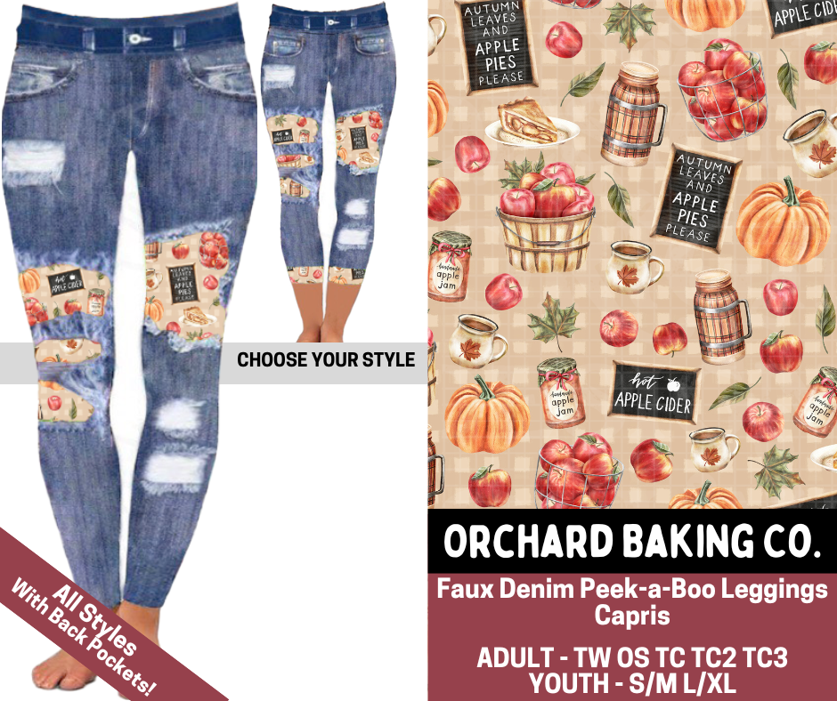 Preorder! Closes 7/23. ETA Oct. Orchard Baking Co Combo Faux Denim Peekaboo Legging Lengths