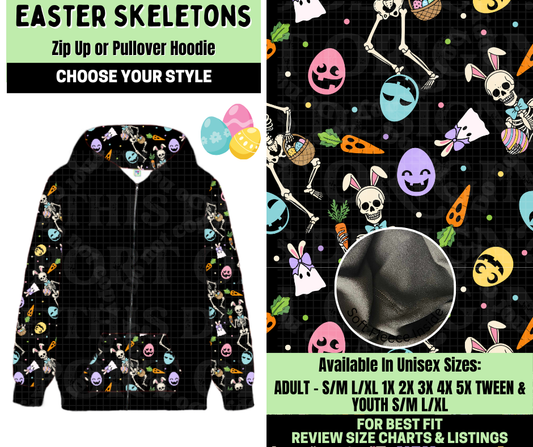 Preorder! Closes 1/19. ETA April. Easter Skeletons Zip-Up or Pullover Hoodie