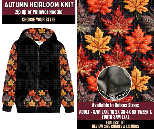 Preorder! Closes 7/22. ETA Oct. Autumn Heirloom Knit Zip-Up or Pullover Hoodie