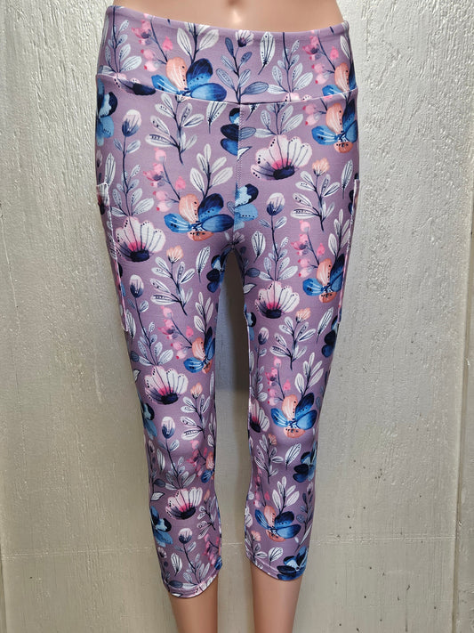 Watercolor leggings and capris with pockets