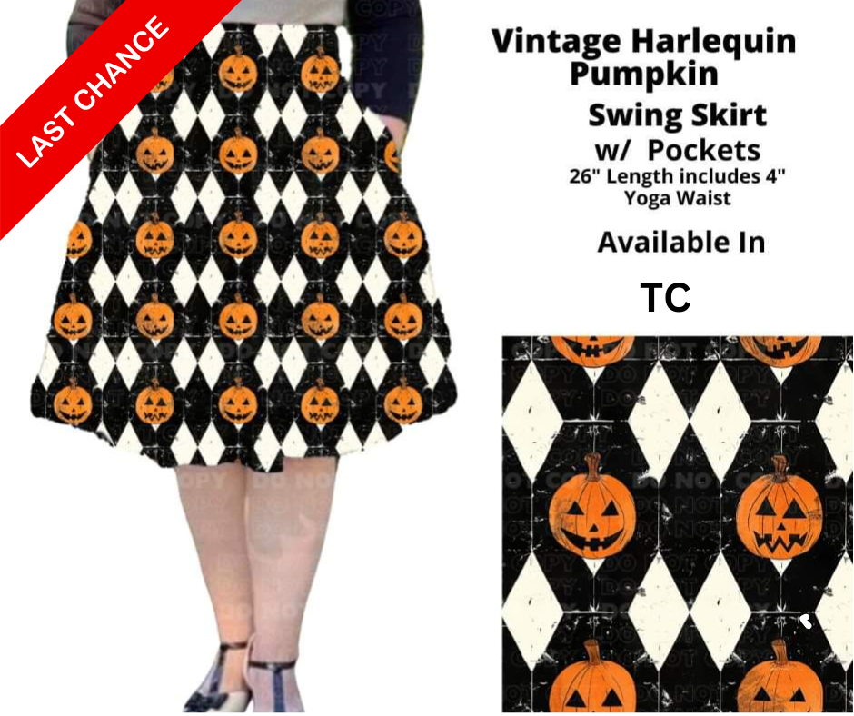 Vintage Harlequin Pumpkin Swing Skirt