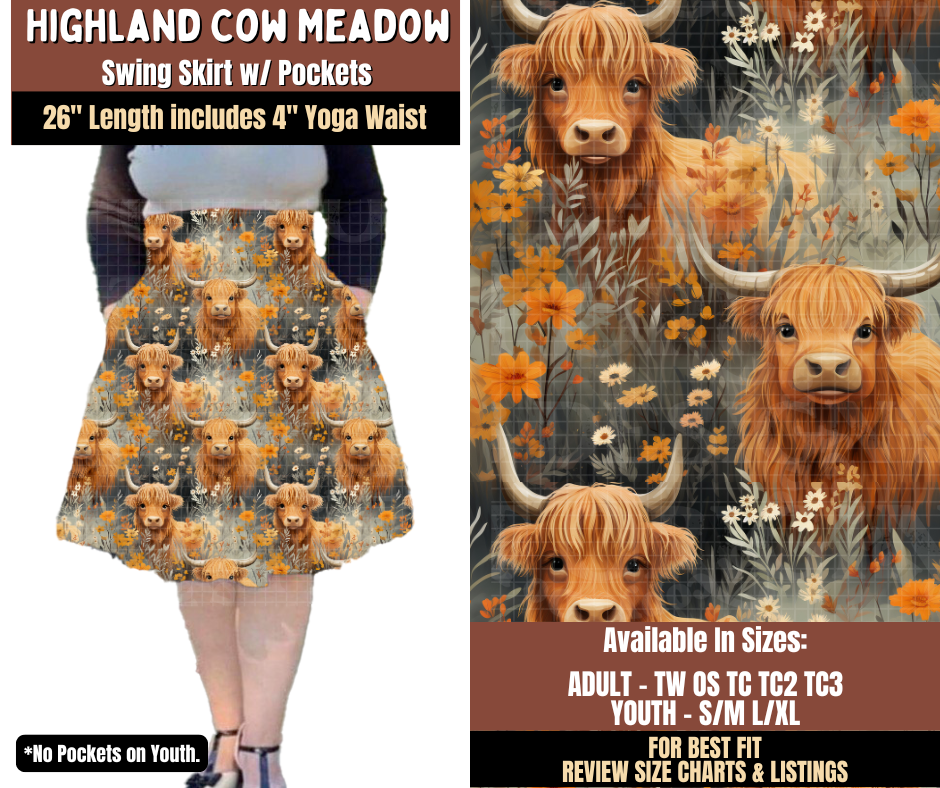 Preorder! Closes 7/27. ETA Oct. Highland Cow Meadow Swing Skirt