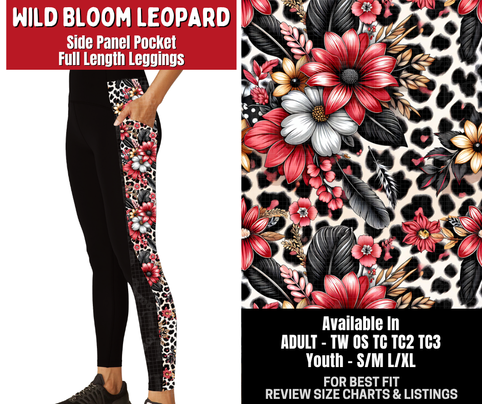 Preorder! Closes 10/26. ETA Jan. Wild Bloom Leopard Side Panel Pocket Full Length Leggings