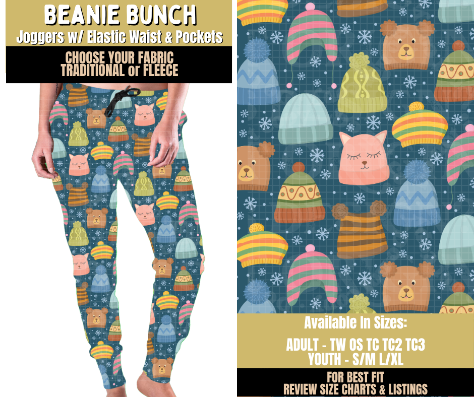 Preorder! Closes 9/9. ETA Dec. Beanie Bunch Joggers Choose Fleece or Traditional
