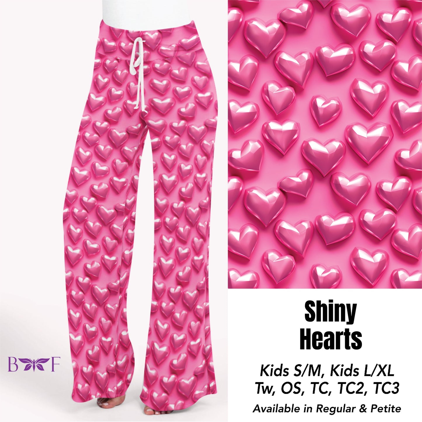 Shiny hearts capris with pockets