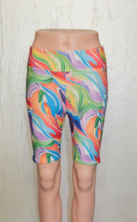 Colorful Slick bike shorts with pockets