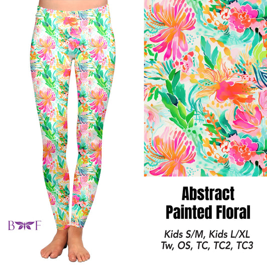 Abstract painted floral capris and skorts