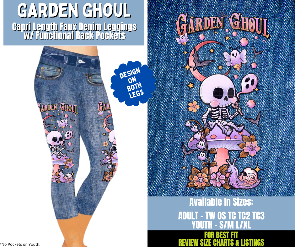 Preorder! Closes 12/15. ETA March. Garden Ghoul Capri Leggings w/ Side Leg Designs