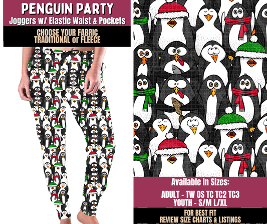 Preorder! Closes 8/27. ETA Nov. Penguin Party Joggers Choose Fleece or Traditional