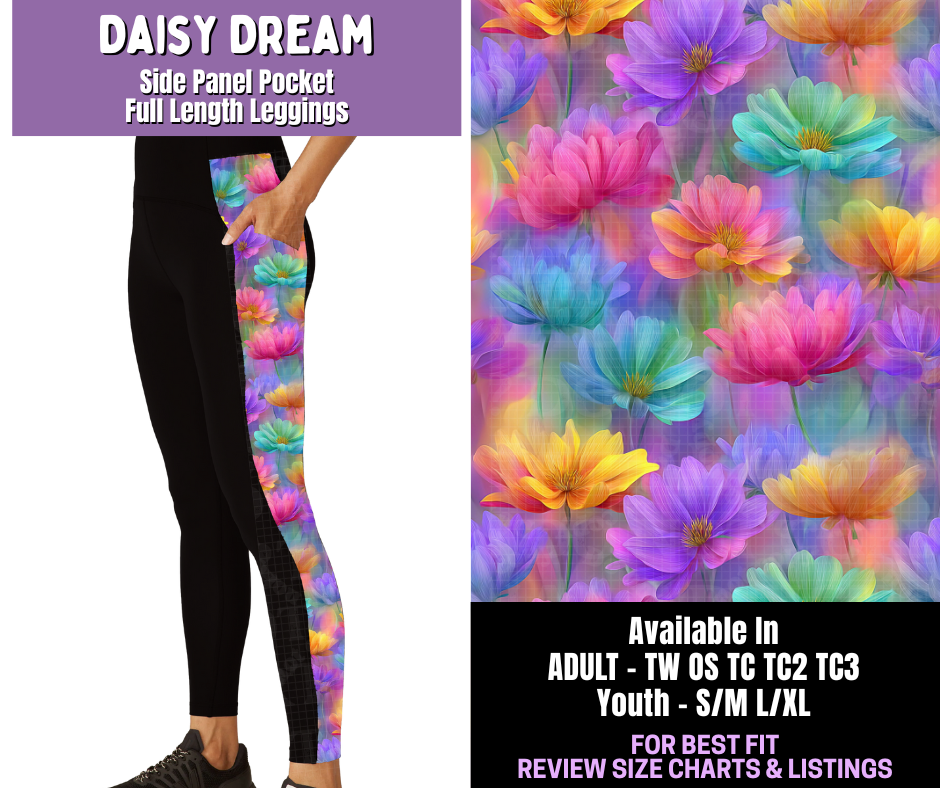 Preorder! Closes 12/18. ETA March. Daisy Dream Side Panel Pocket Full Length Leggings