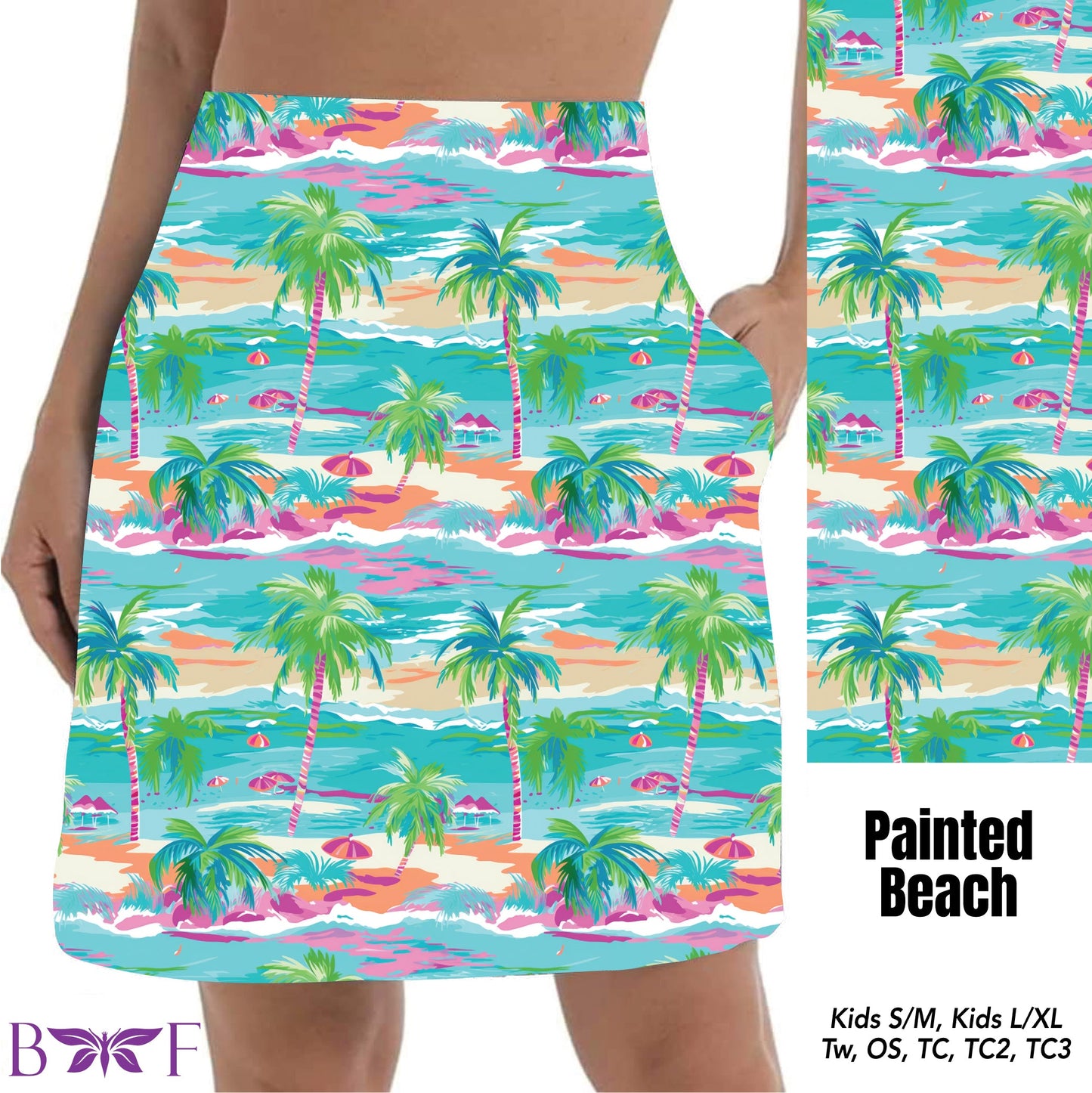 Painted beach Biker short and skort
