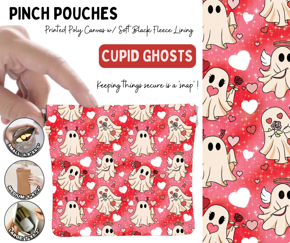 Preorder! Closes 10/5. ETA Jan. Cupid Ghosts Pinch Pouches in 3 Sizes