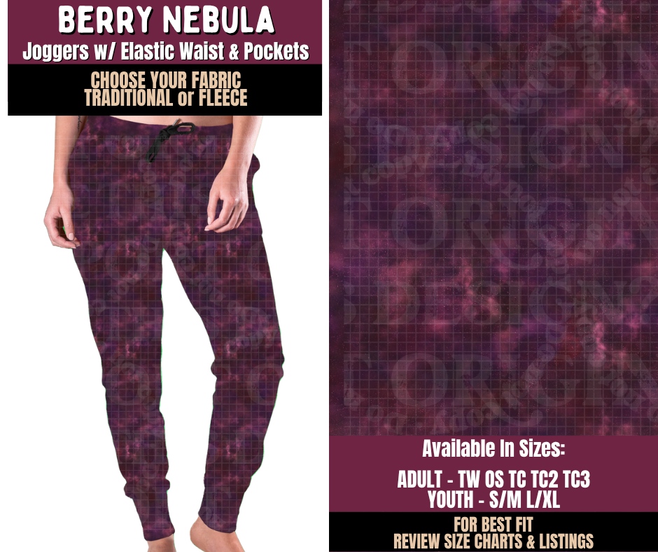 Preorder! Closes 11/11. ETA Feb. Berry Nebula Joggers Choose Fleece or Traditional