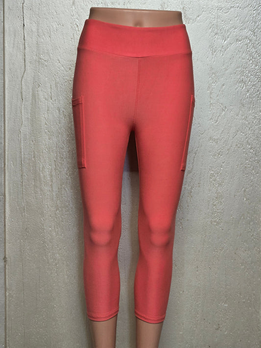 Coral capris and shorts with pockets