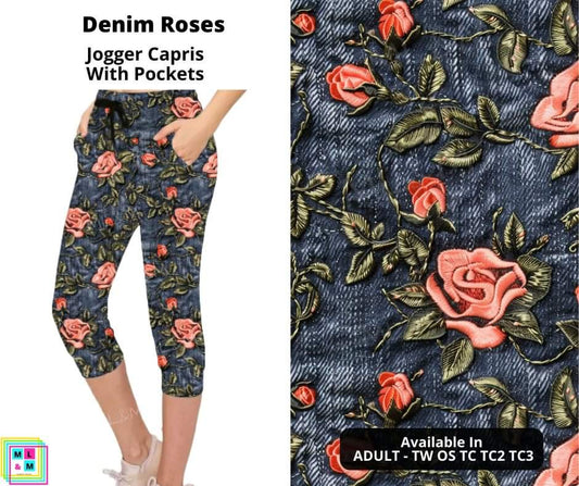 Denim Roses Jogger Capri