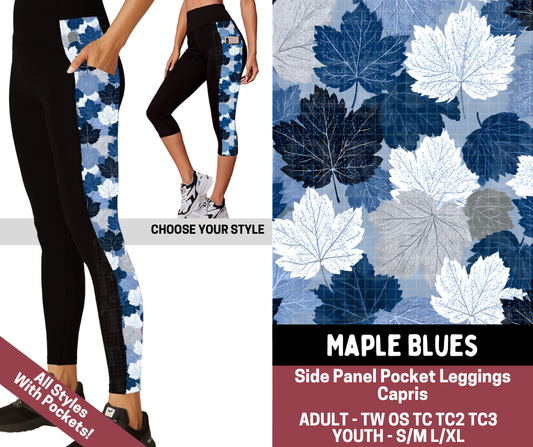 Preorder! Closes 7/23. ETA Oct. Maple Blues Combo Side Panel Legging Lengths