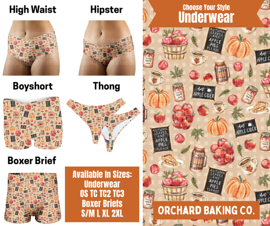 Preorder! Closes 7/30. ETA Oct. Orchard Baking Co Hipster, High Waist, Boyshort, & Thong Underwear & Boxer Briefs