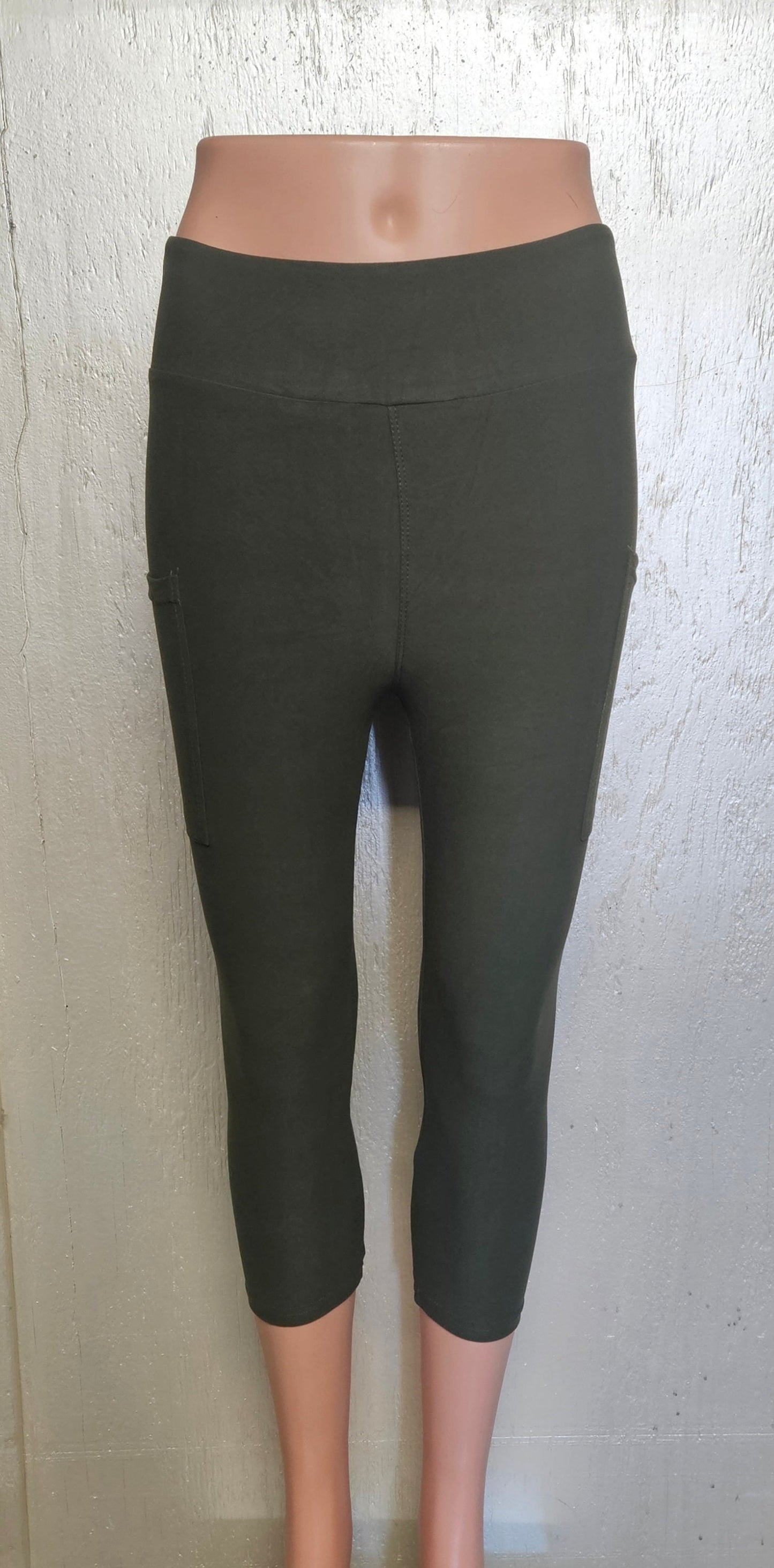 Olive/Army Green Leggings, capris and shorts with pockets