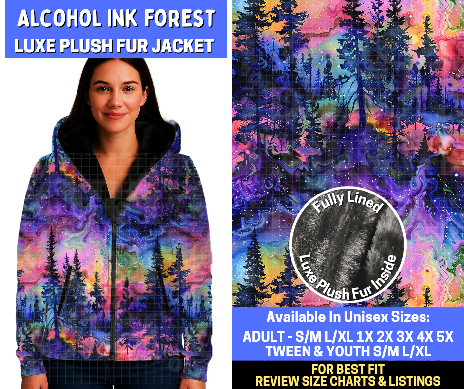 Preorder! Closes 10/29. ETA Jan. Alcohol Ink Forest Luxe Fur Jacket