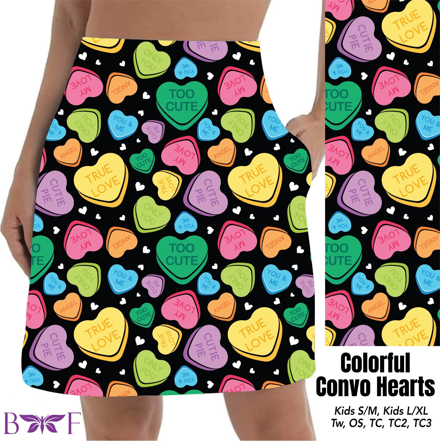 Colorful convo hearts leggings and capris with pockets