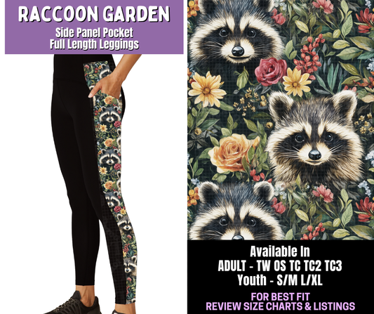 Preorder! Closes 12/18. ETA March. Raccoon Garden Side Panel Pocket Full Length Leggings