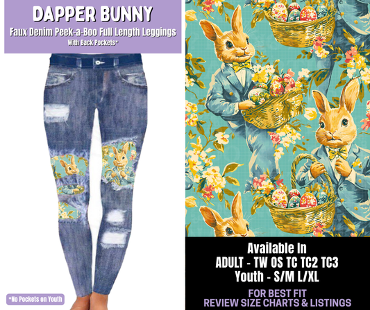Preorder! Closes 1/22. ETA April. Dapper Bunny Full Length Faux Denim Peekaboo