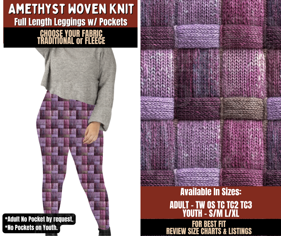 Preorder! Closes 9/21. ETA Dec. Amethyst Woven Knit Leggings Choose Fleece or Traditional