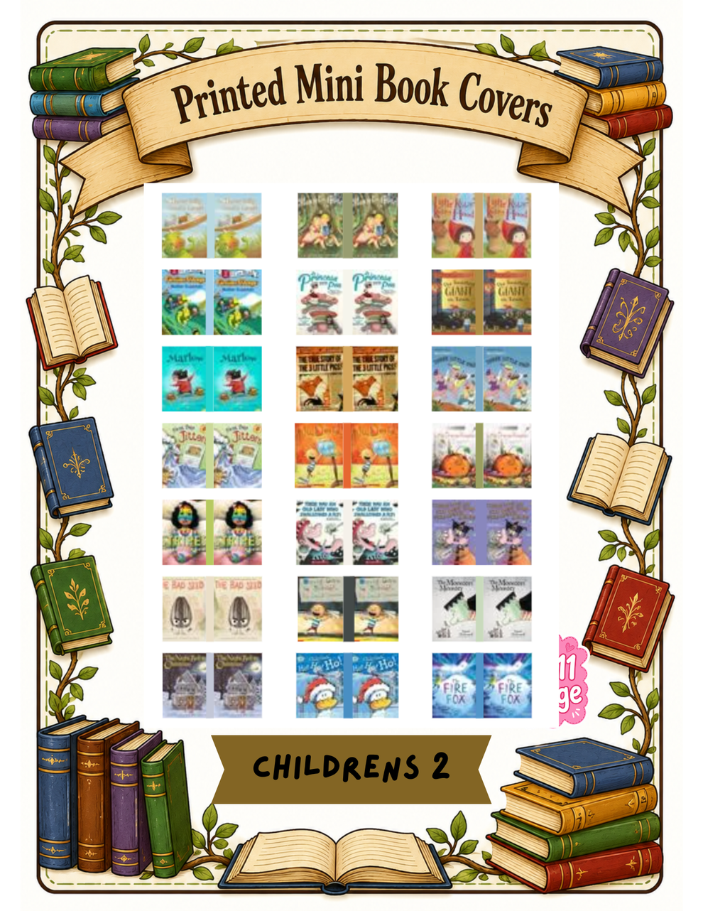 Mini book sticker sheets and mini books