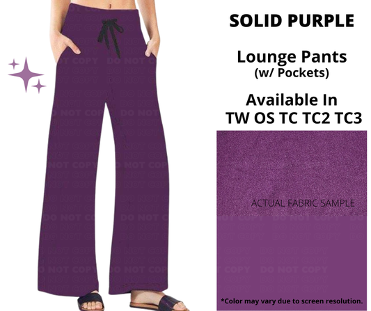 Preorder! Closes 1/14. ETA April. Solid Purple Full Length Lounge Pants