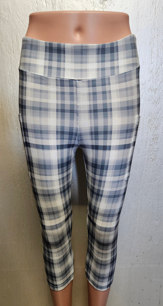 Grey Plaid capris and skorts with pockets