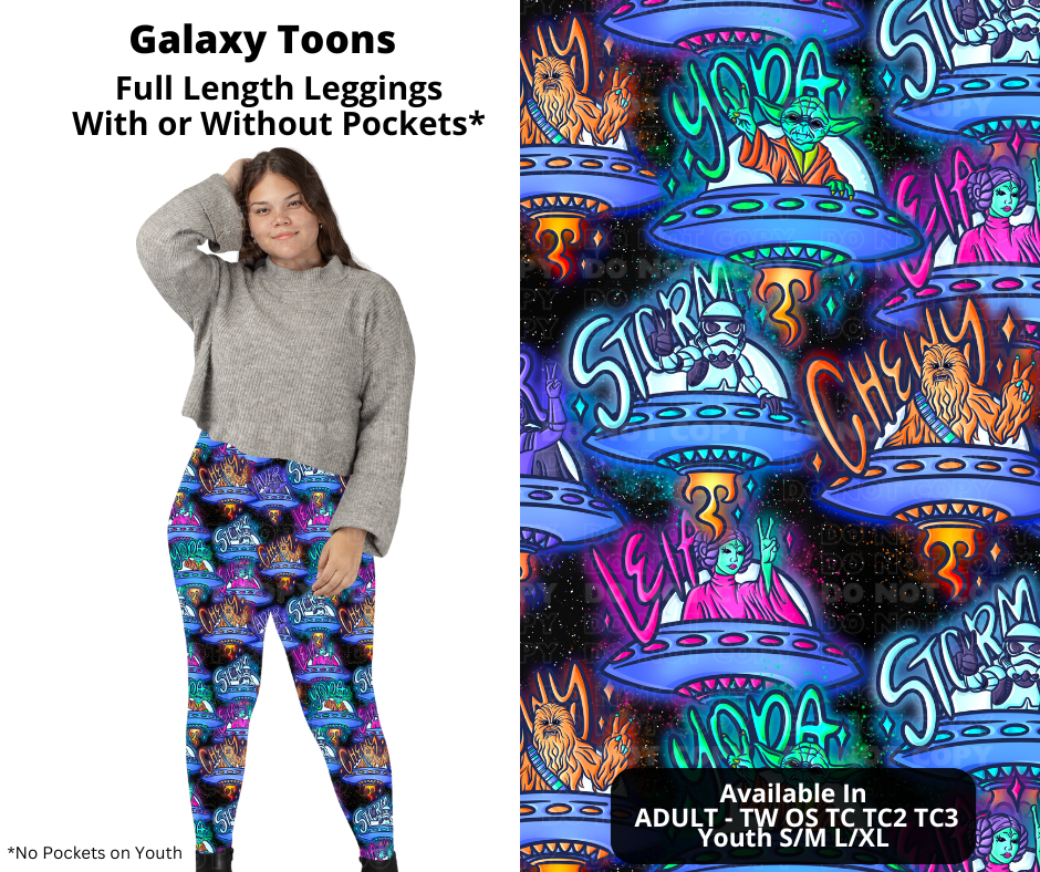 Preorder! Closes 11/27. ETA Feb. Galaxy Toons Full Length Leggings w/wo Pockets