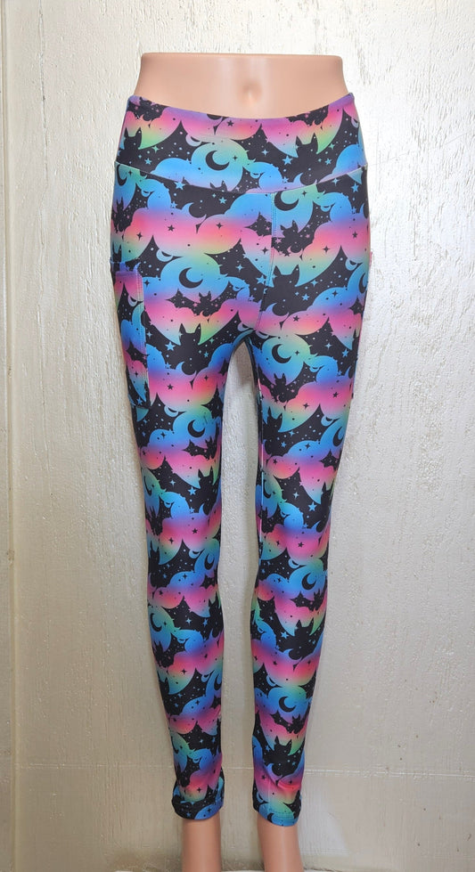 Neon Bats leggings and capris with pockets