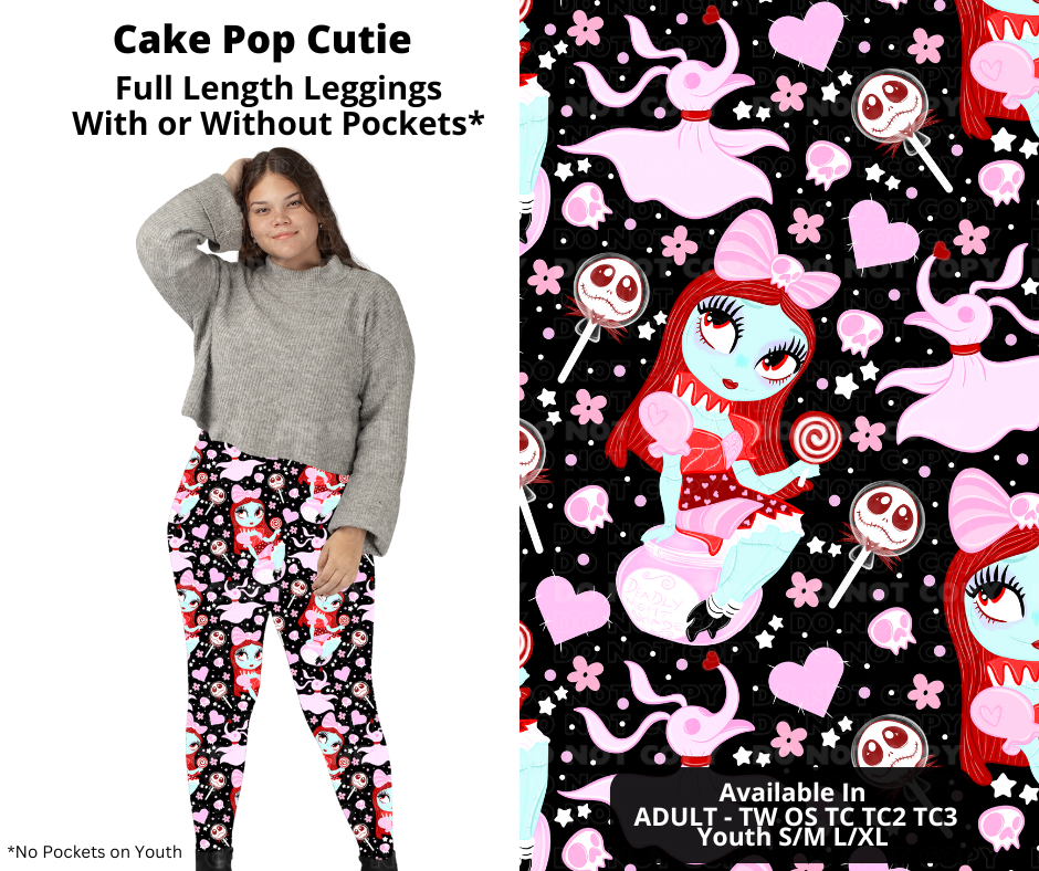 Preorder! Closes 11/28. ETA Feb. Cake Pop Cutie Full Length Leggings w/wo Pockets