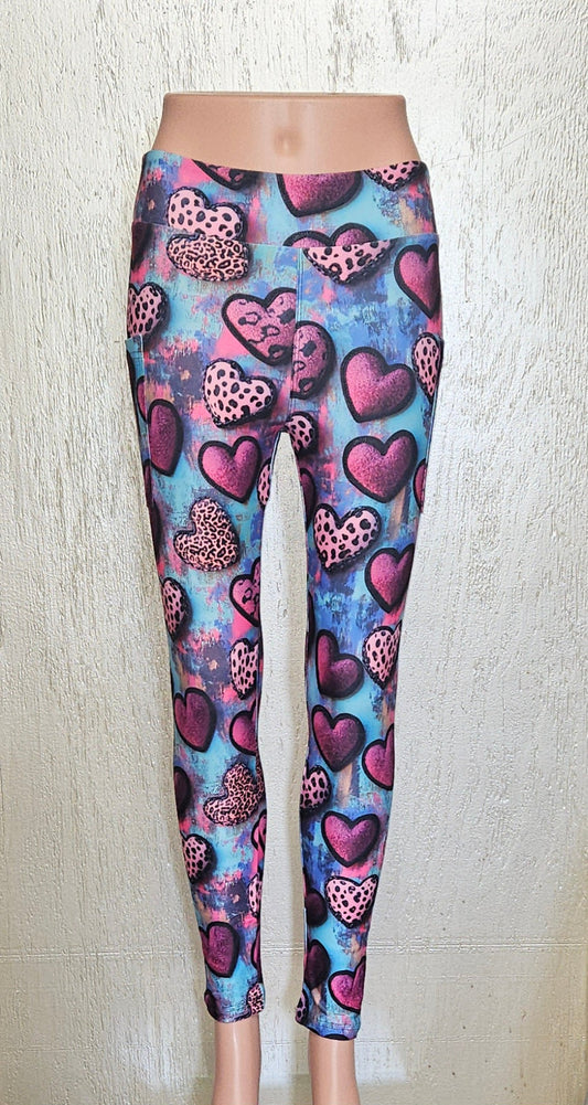 Leopard Hearts leggings and capris with pockets