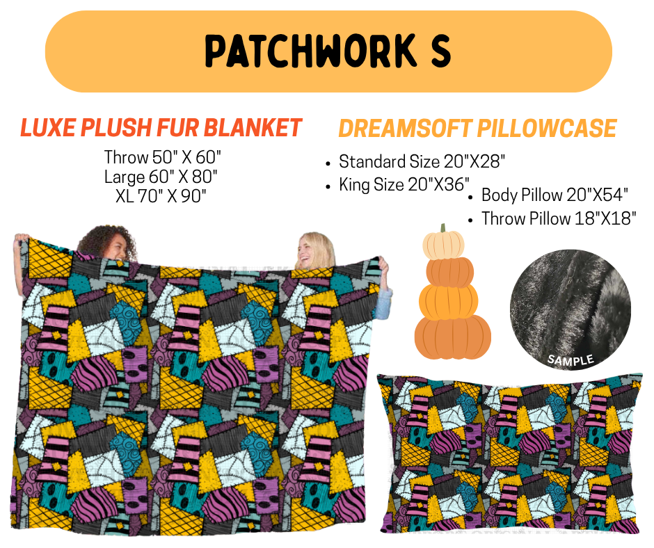 Preorder! Closes 7/8. ETA Oct. Patchwork S Fur Blanket and/or DreamSoft Pillowcase