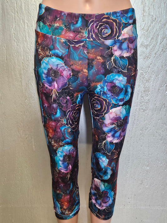 Turquoise Flower skorts and capris with pockets