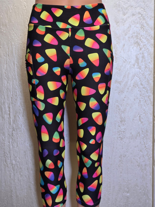 Neon Halloween sweets capris and skorts with pockets
