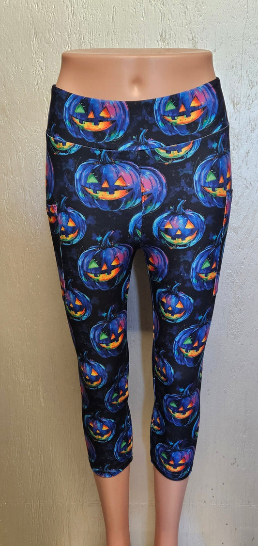 Neon Pumpkins leggings and capris with pockets