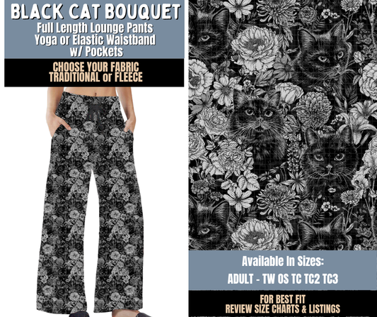 Preorder! Closes 9/24. ETA Dec. Black Cat Bouquet Lounge Pants Choose Fleece or Traditional