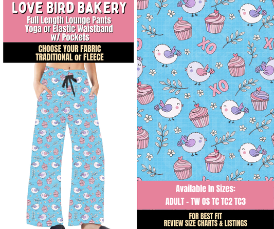 Preorder! Closes 10/15. ETA Jan. Love Bird Bakery Lounge Pants Choose Fleece or Traditional