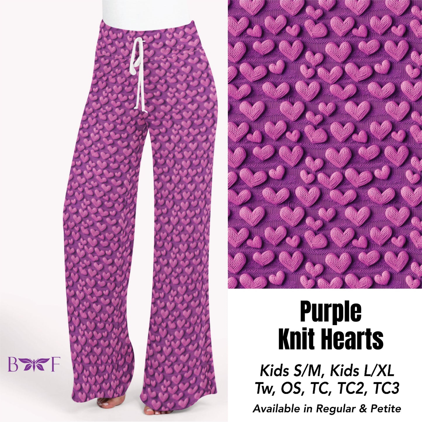 Purple knit hearts skorts