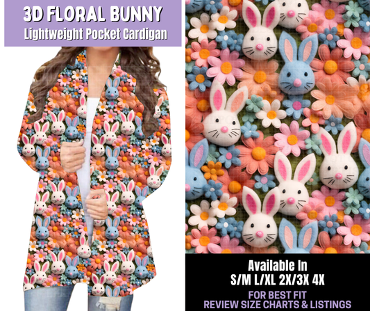 Preorder! Closes 1/22. ETA April. 3D Floral Bunny Pocket Cardigan
