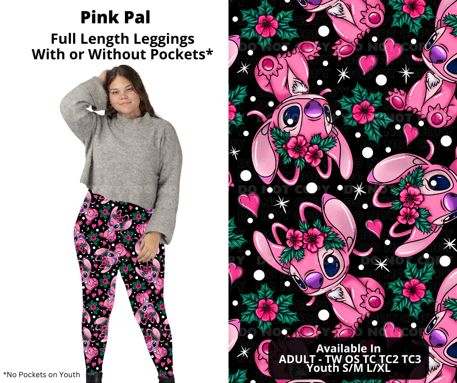 Preorder! Closes 11/28. ETA Feb. Pink Pal Full Length Leggings w/wo Pockets