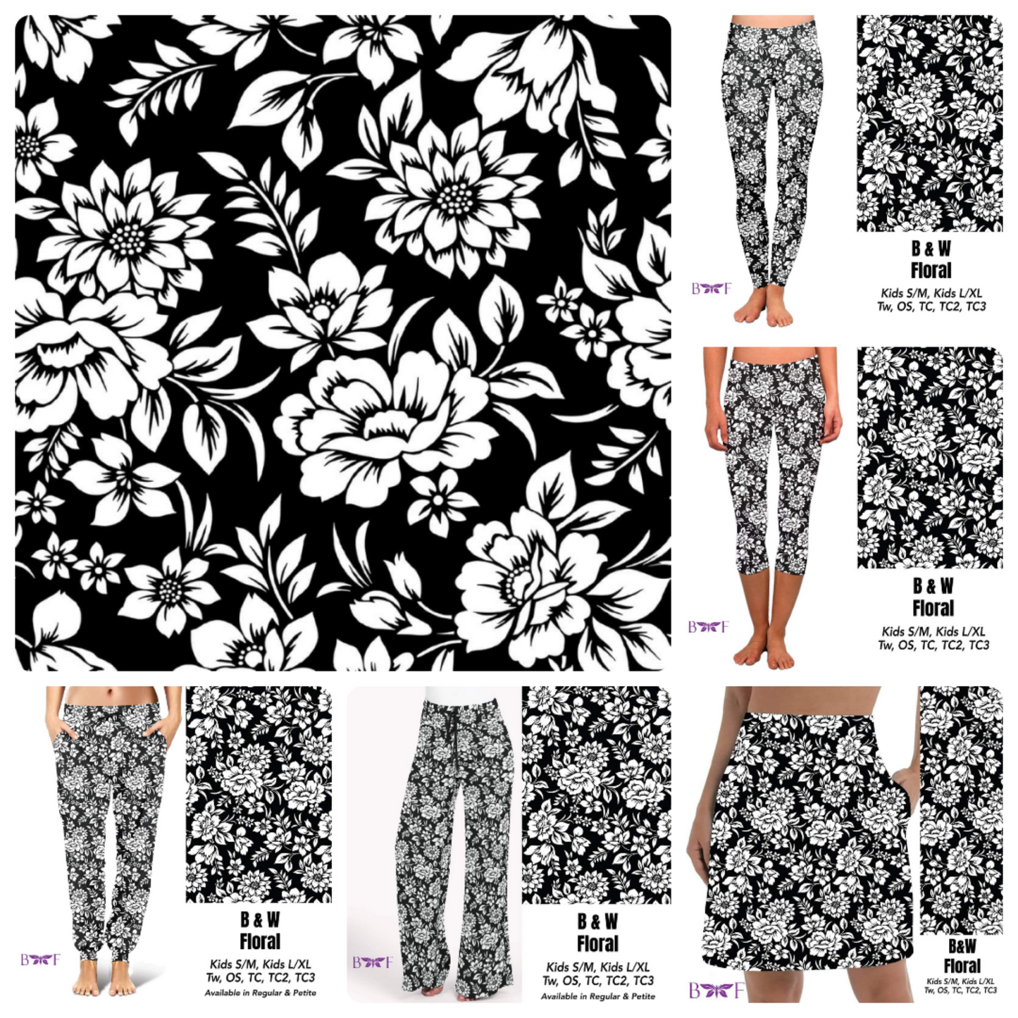 B&W Floral legging with pockets