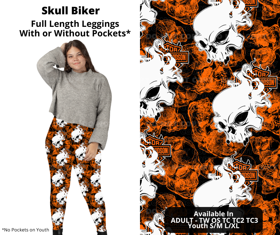 Preorder! Closes 11/27. ETA Feb. Skull Biker Full Length Leggings w/wo Pockets