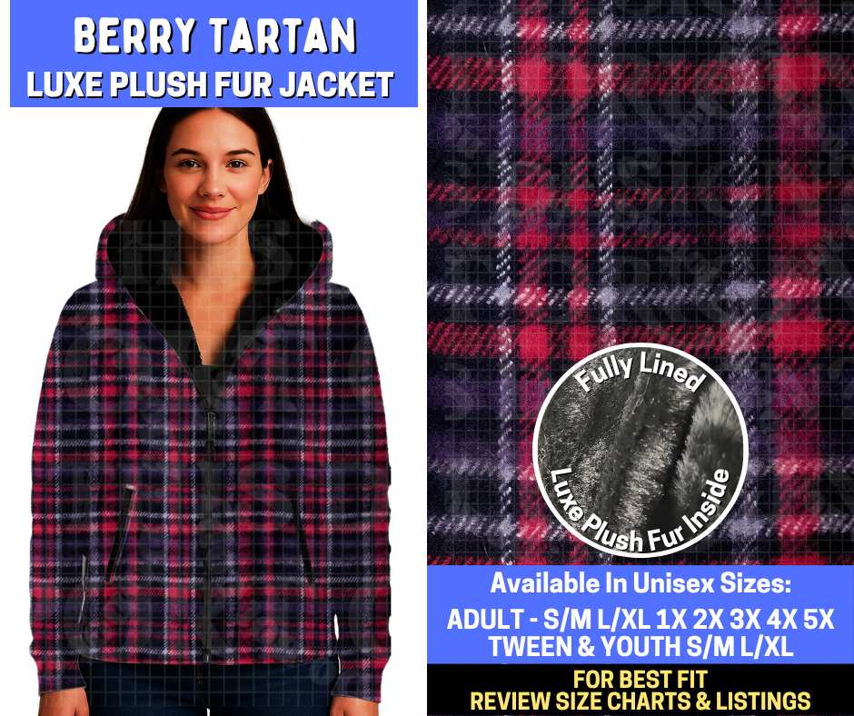 Preorder! Closes 10/29. ETA Jan. Berry Tartan Luxe Fur Jacket