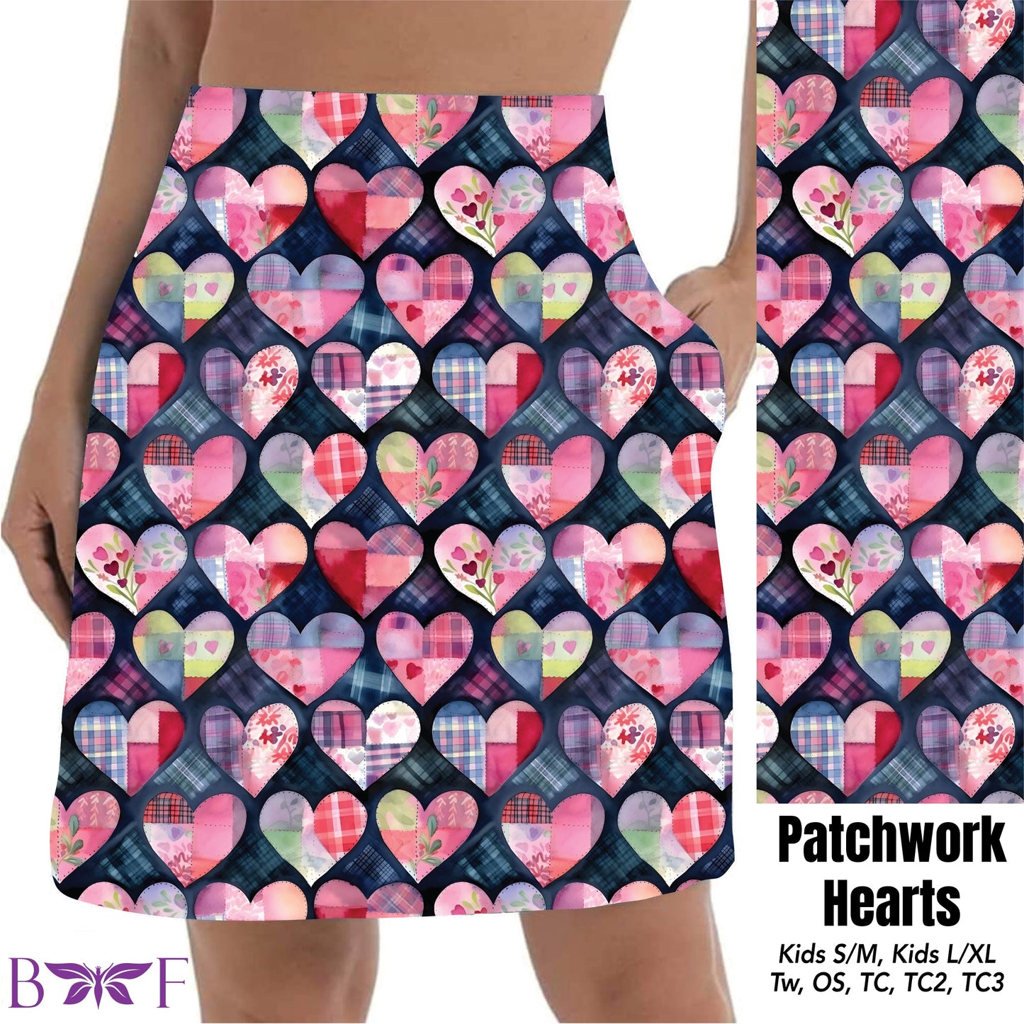 Patchwork hearts leggings with pockets