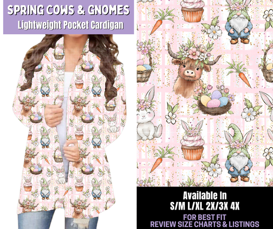 Preorder! Closes 1/22. ETA April. Spring Cows & Gnomes Pocket Cardigan